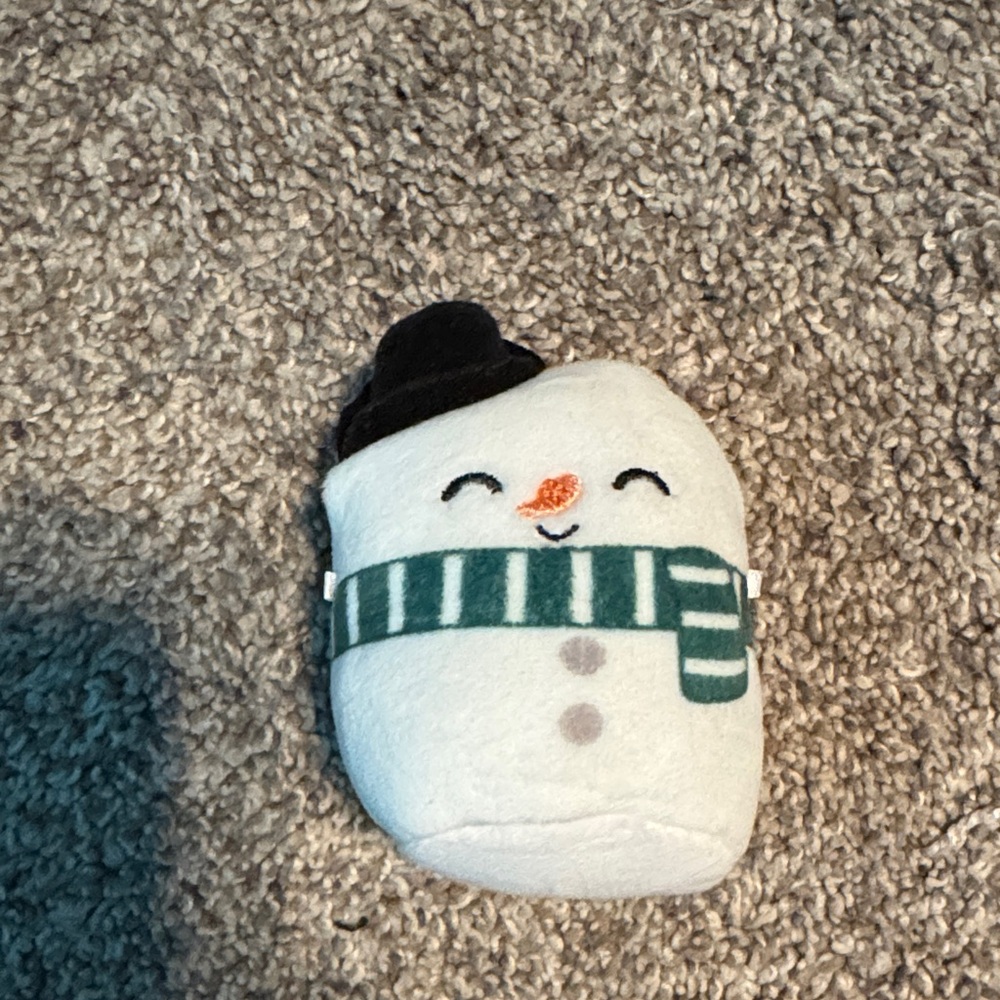 Squishmallows Snowman Plush with Black Hat and Green Scarf